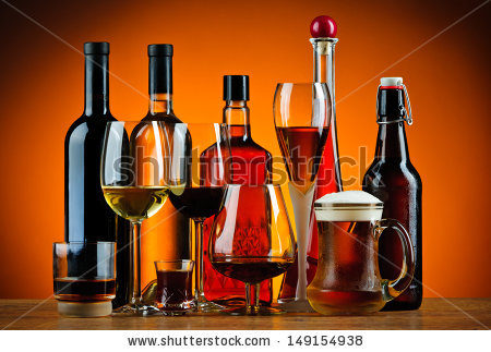 stock-photo-still-life-with-various-glasses-and-bottles-of-alcohol-149154938